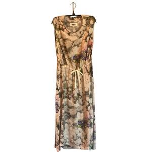 MM6 Maison Martin Margiela Cream Pink Sheath Maxi Dress